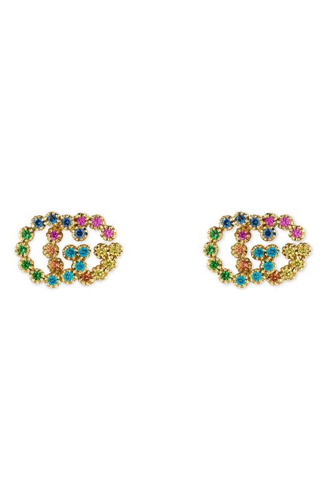 gucci gold studs|gucci multi stone earrings.